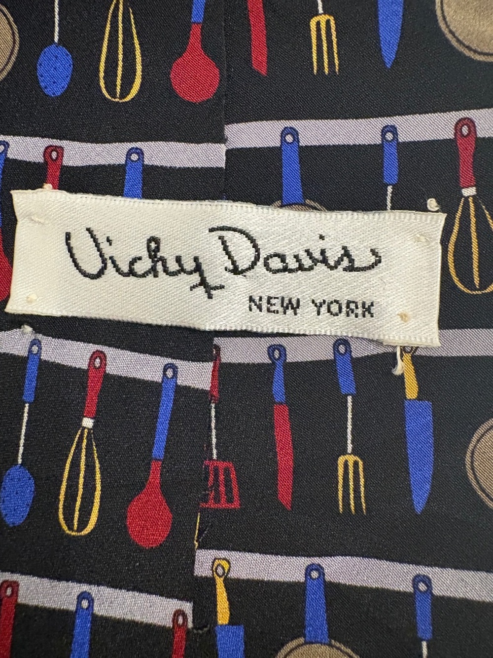 Vintage Vicky Davis "Cook Wear" Silk Novelty Tie